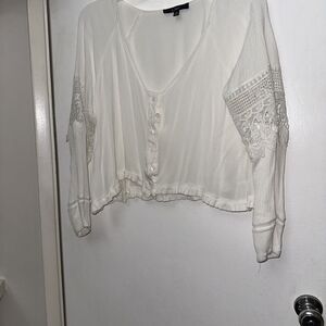 Lulu’s Cream Colored Long Sleeve Lace Blouse SZ M